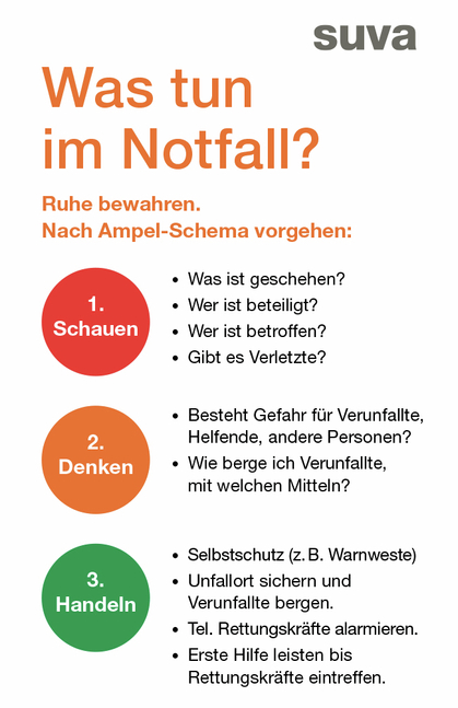 Was tun bei einem Unfall? Die Notfallkarte weiss es
