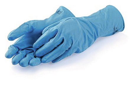 Ein Paar blaue Handschuhe aus leichterem Material