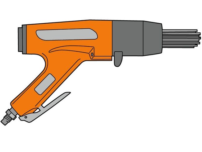 Disegno di uno scrostatore ad aghi ad aria compressa