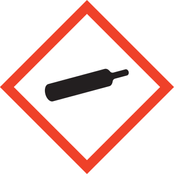 Das GHS-Gefahrensymbol «Gas unter Druck». Es zeigt eine Gasflasche.