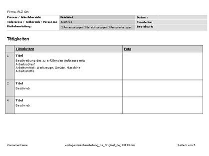 Modello Word: valutazione dei rischi