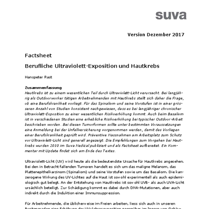 Maladie professionnelle reconnue? Cancer de la peau dû à la lumière solaire