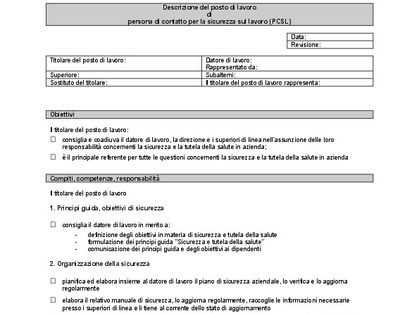 Modello Word: descrizione del posto di lavoro di PCSL