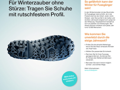 Affiche: En hiver, portez des chaussures antidérapantes