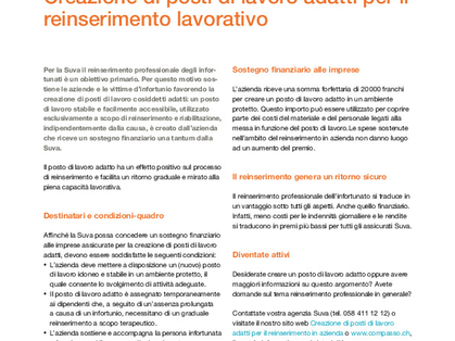 Creazione di posti di lavoro adatti per il reinserimento lavorativo