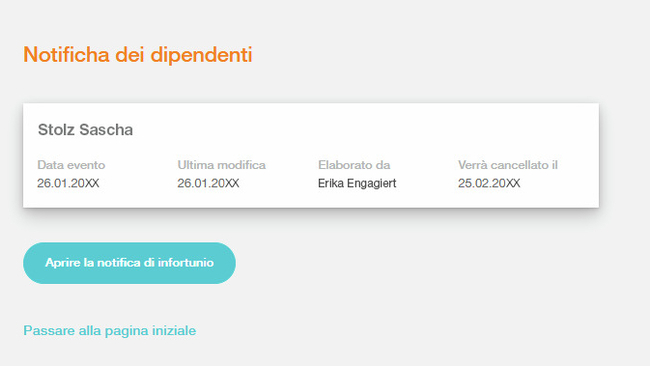 Screenshot zeigt Detailansicht des Online Service Schadenformular Mitarbeitende