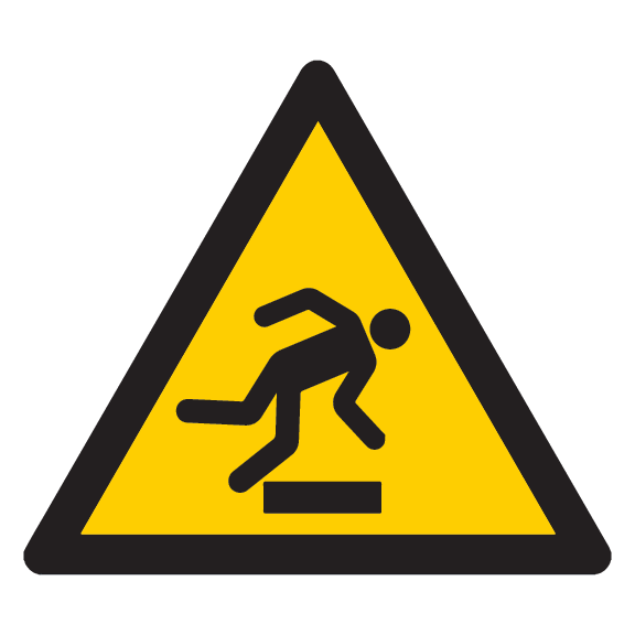 Signal d’avertissement «Attention: risques de trébuchement»