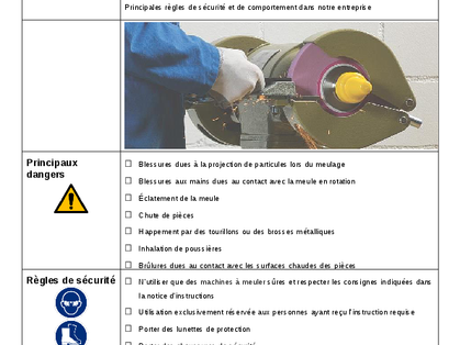 Règles de sécurité pour la machine à meuler