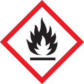 Das GHS-Gefahrensymbol «Hochentzündlich». Es zeigt eine Flamme über einem schwarzen Strich.