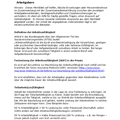 Merkblatt Arbeitsunfähigkeit (Kanton Basel)