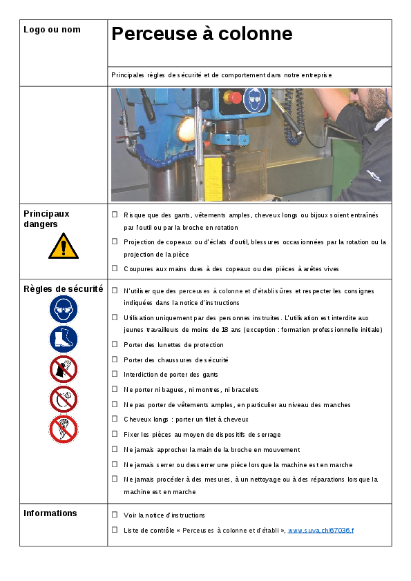 Utilisation d'un support vertical de perçage