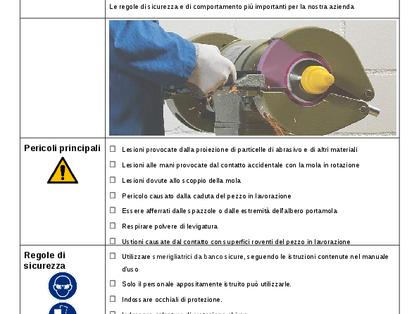 Regole di sicurezza per le smerigliatrici da banco