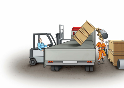 Unfall: Stapler & Palette