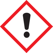Das GHS-Gefahrensymbol «Vorsicht gefährlich». Es zeigt ein Ausrufezeichen.