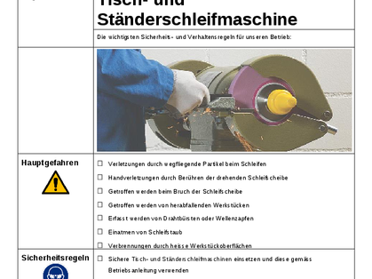 Sicherheitsregeln für die Tischschleifmaschine