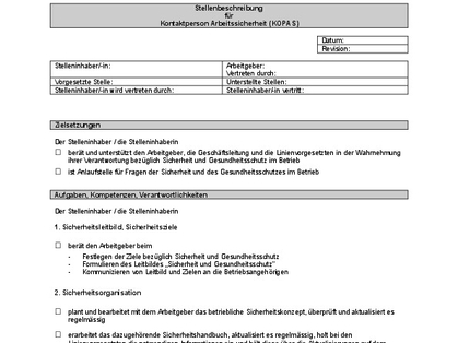 Word-Vorlage: Stellenbeschreibung KOPAS