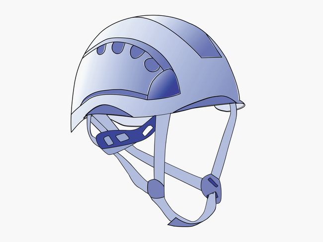 Ein Helm mit Kinnband, das sich anziehen lässt.