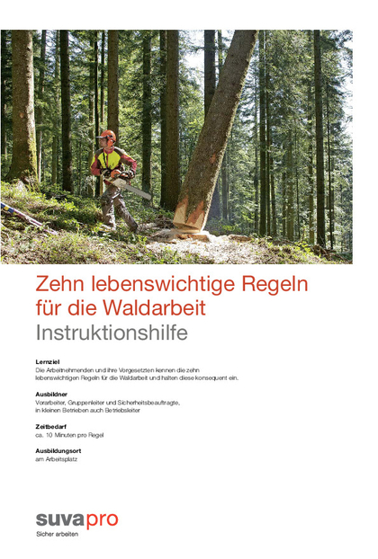 Instruktionshilfe lebenswichtige Regeln: Waldarbeiten